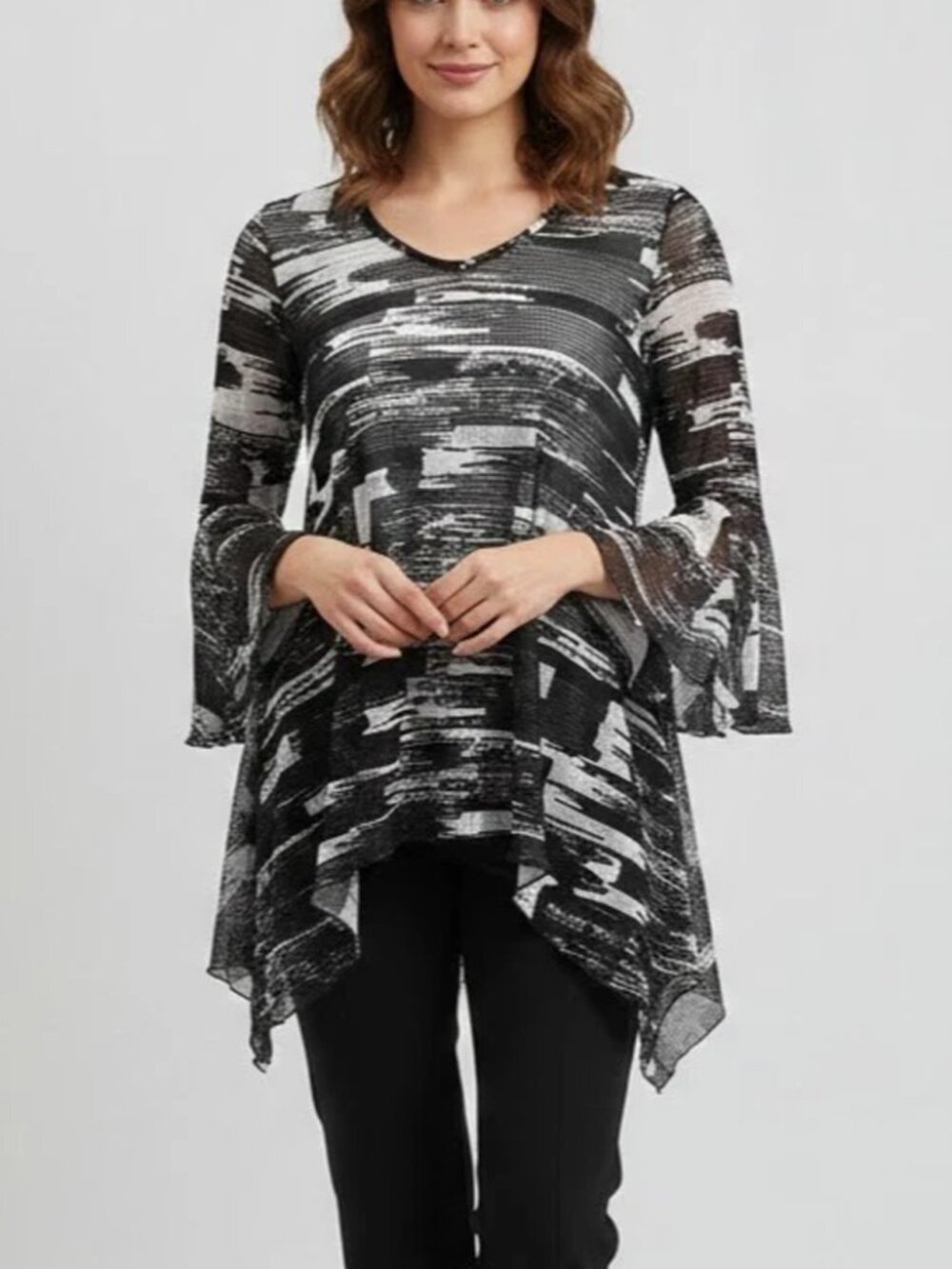 Dor Dor Couture Asymmetric Mesh Tunic Top Size Medium